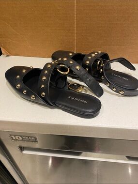 Free People Black Studded Black Pointed Flat